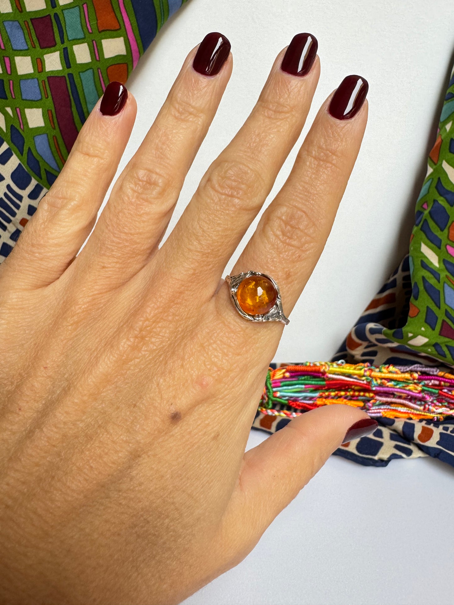 Anello argento 925 ambra misura 22 - 11AMB