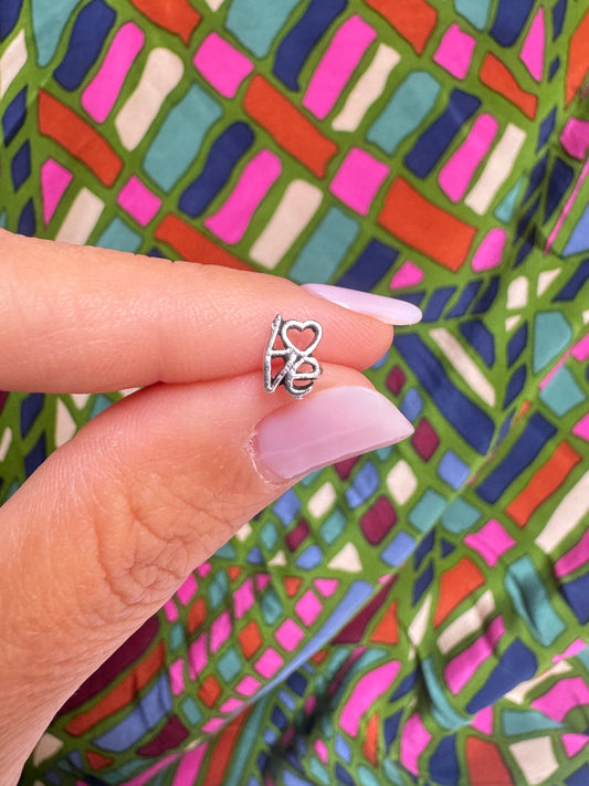 925 silver love single lobe earring