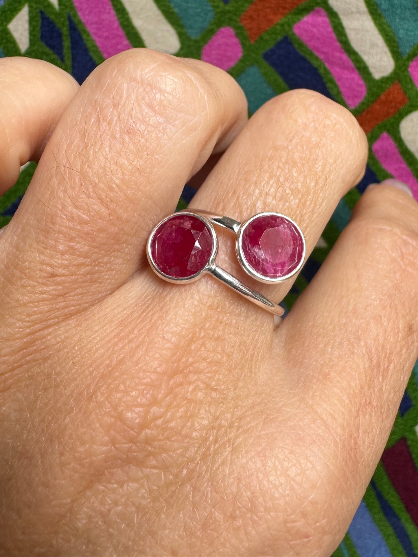 Anello argento 925 radice di rubino regolabile da misura 12 - 19AM