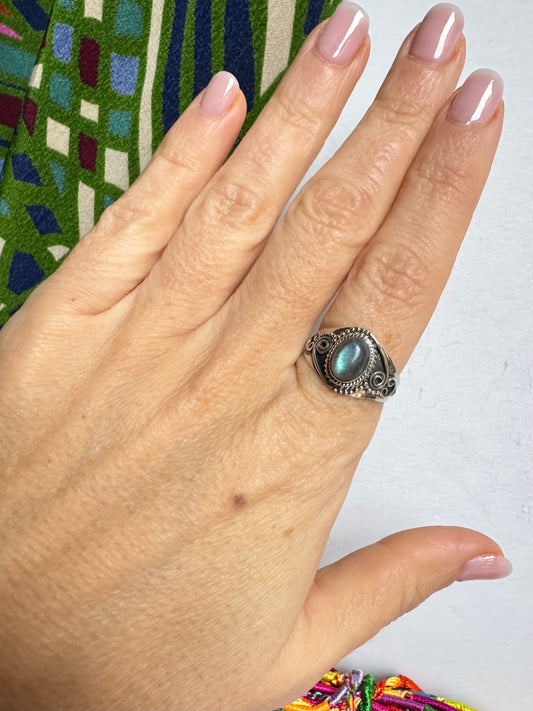 Anello argento 925 labradorite misura 19 - 45SZ