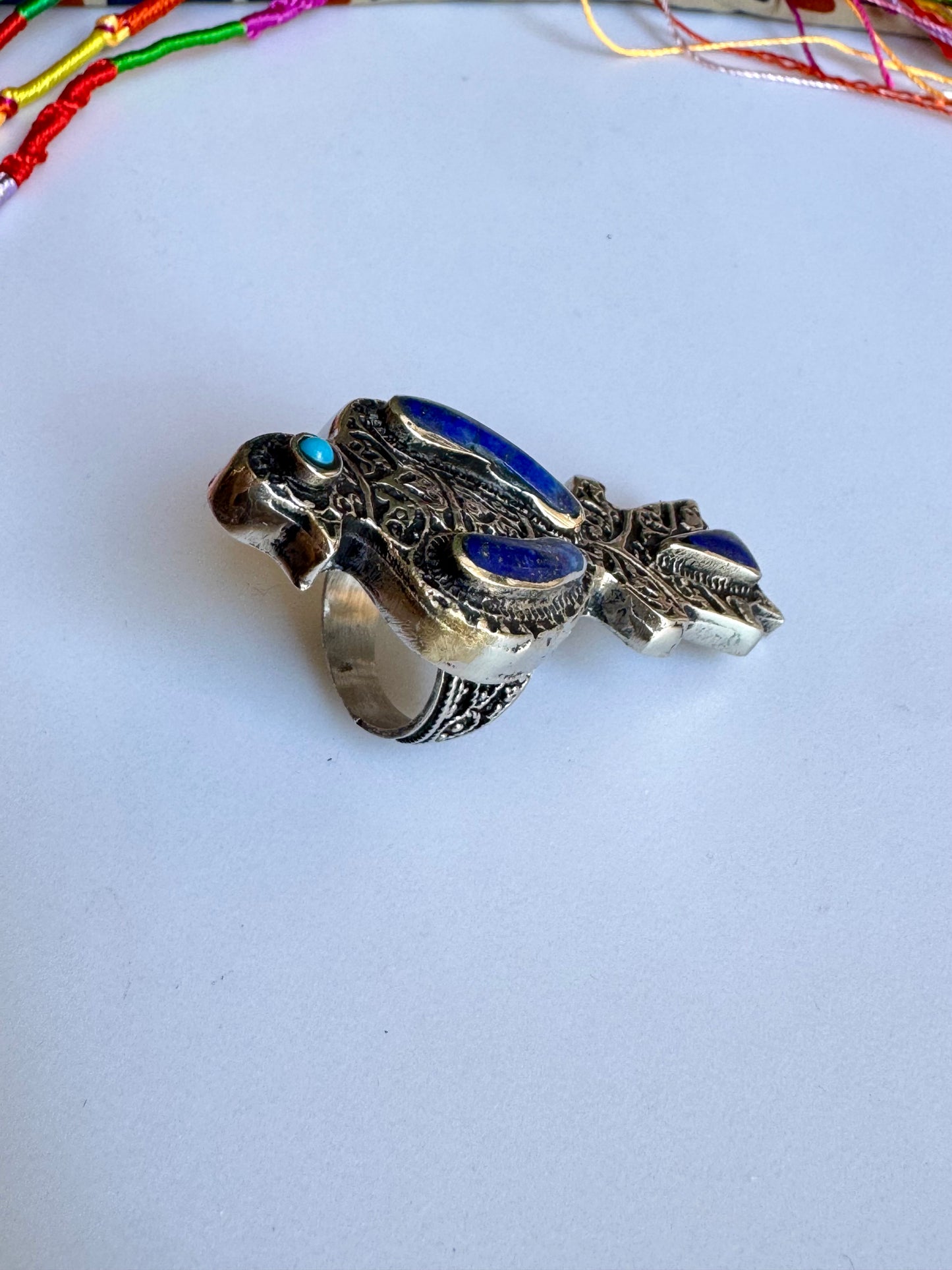 Antique vintage lapis lazuli hard stone ring