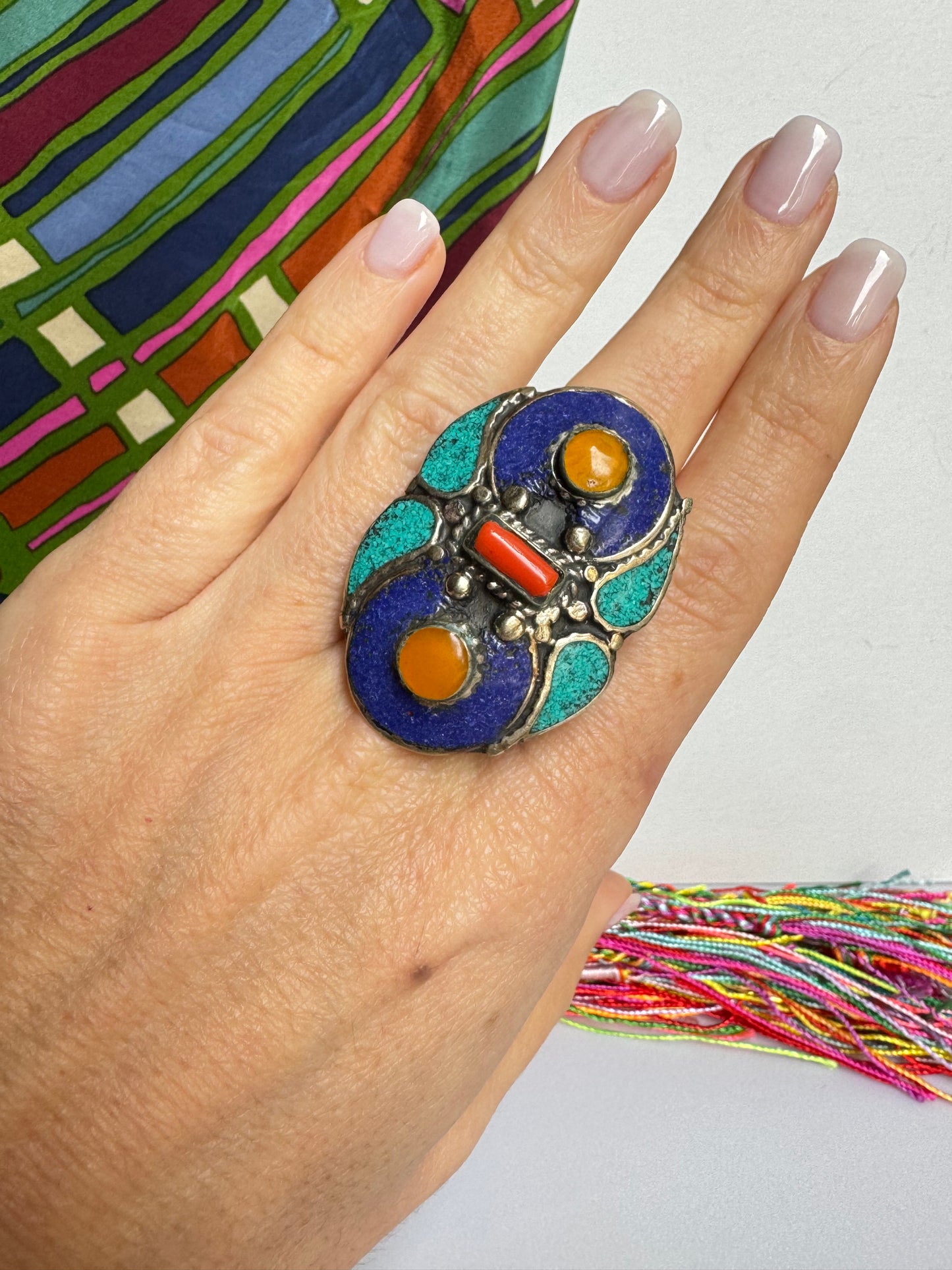 Anello nepalese mosaico vintage