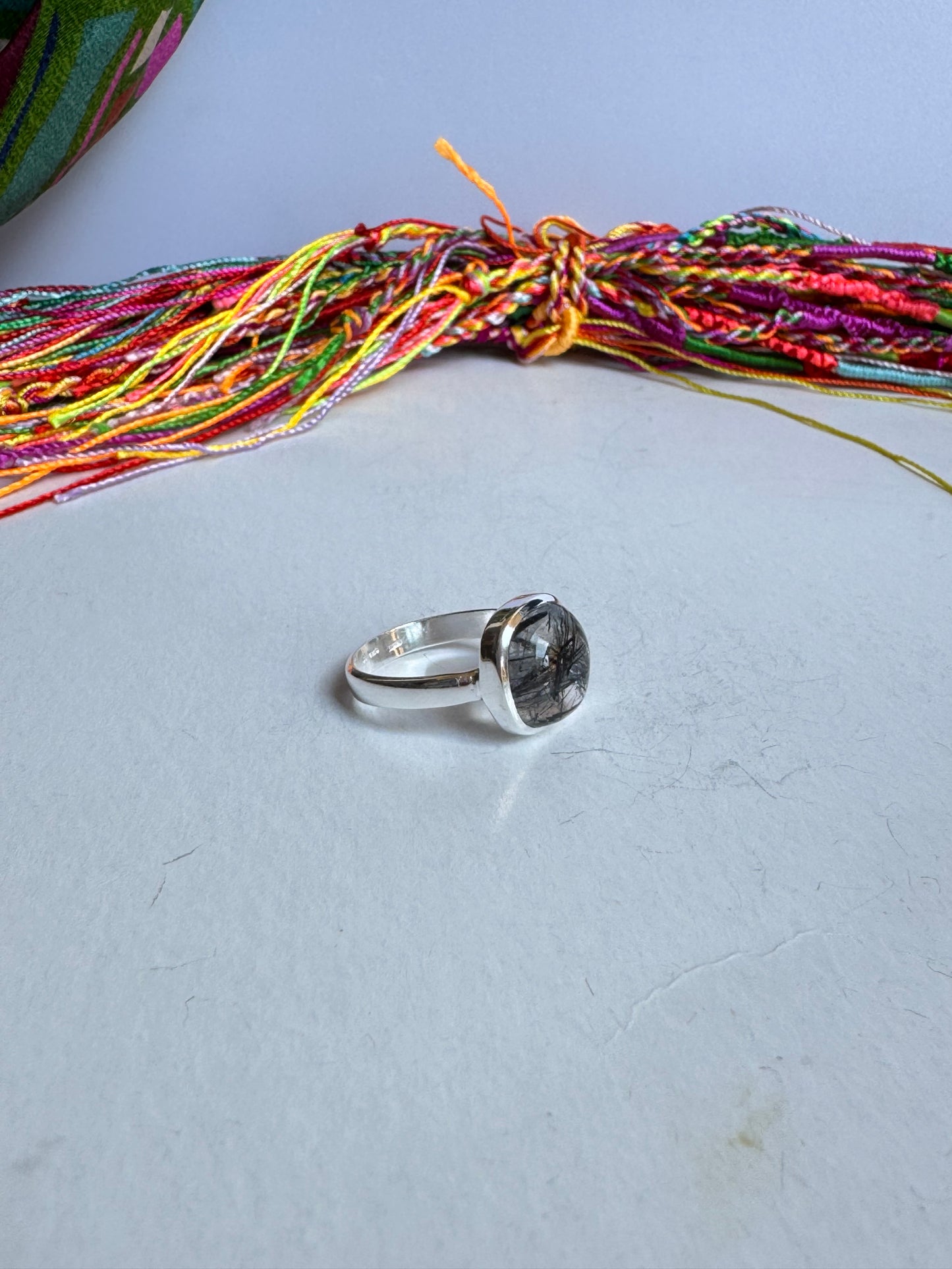 Anello argento quarzo tormalinato misura 20/21- Z2
