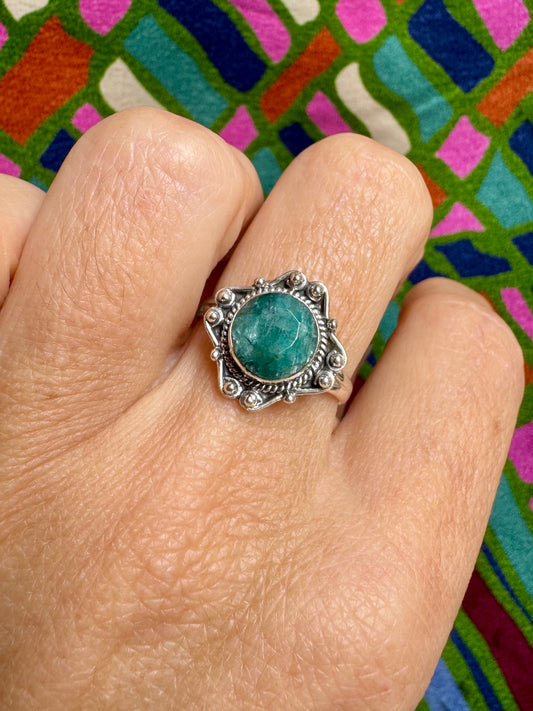 925 silver ring with emerald root, size 12 - 3RS