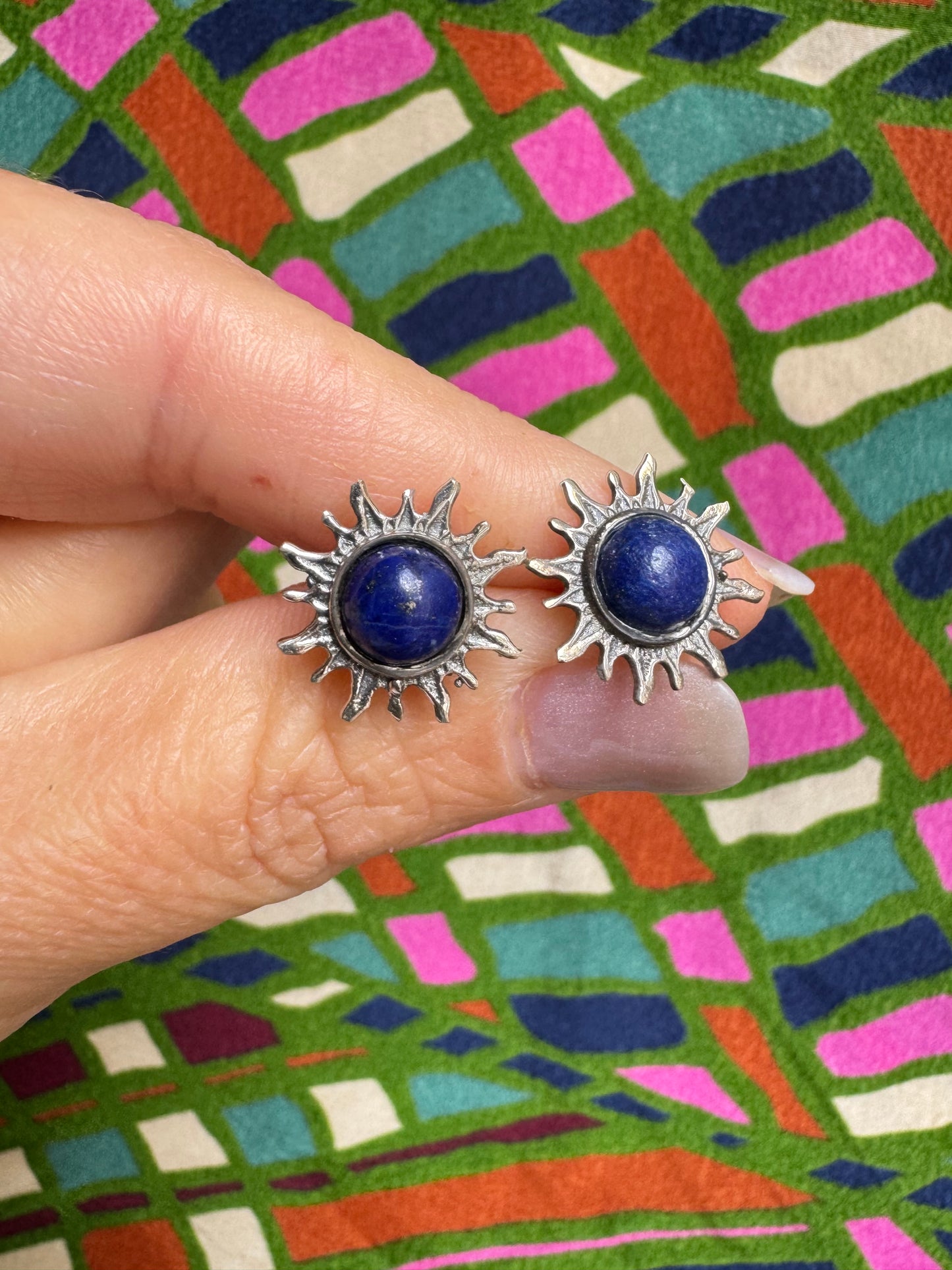 925 silver lapis lazuli stud earrings