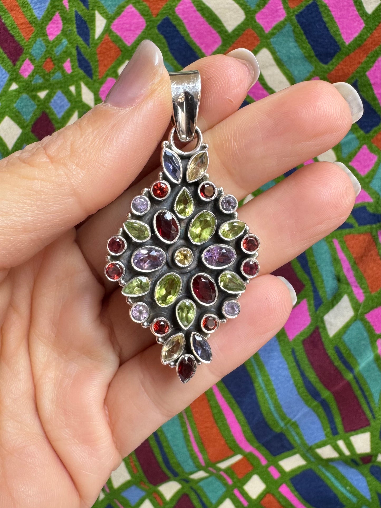 925 silver multi-stone pendant 20L