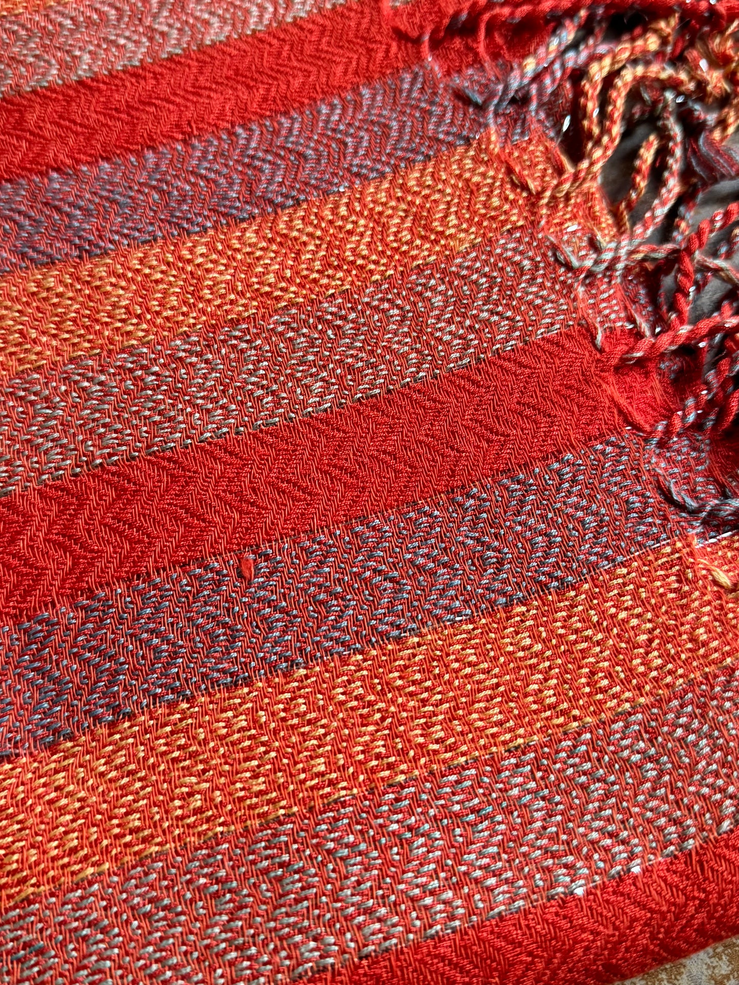 Pashmina scarf stole India orange and light blue