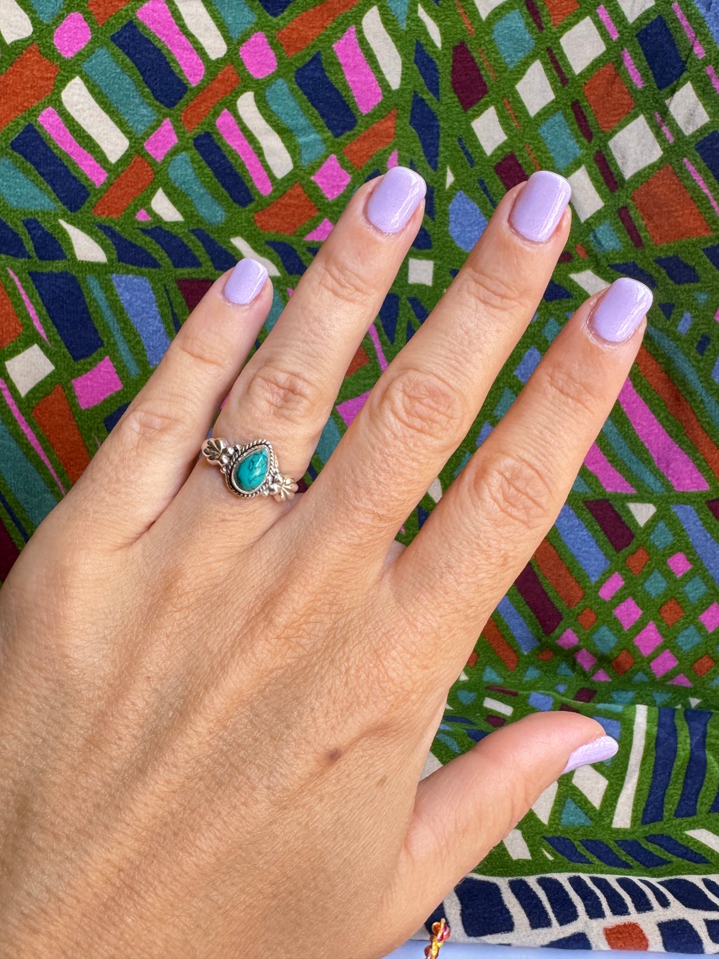 925er Silberring mit Türkis, Howlith und Türkis, Größe 12 – X45