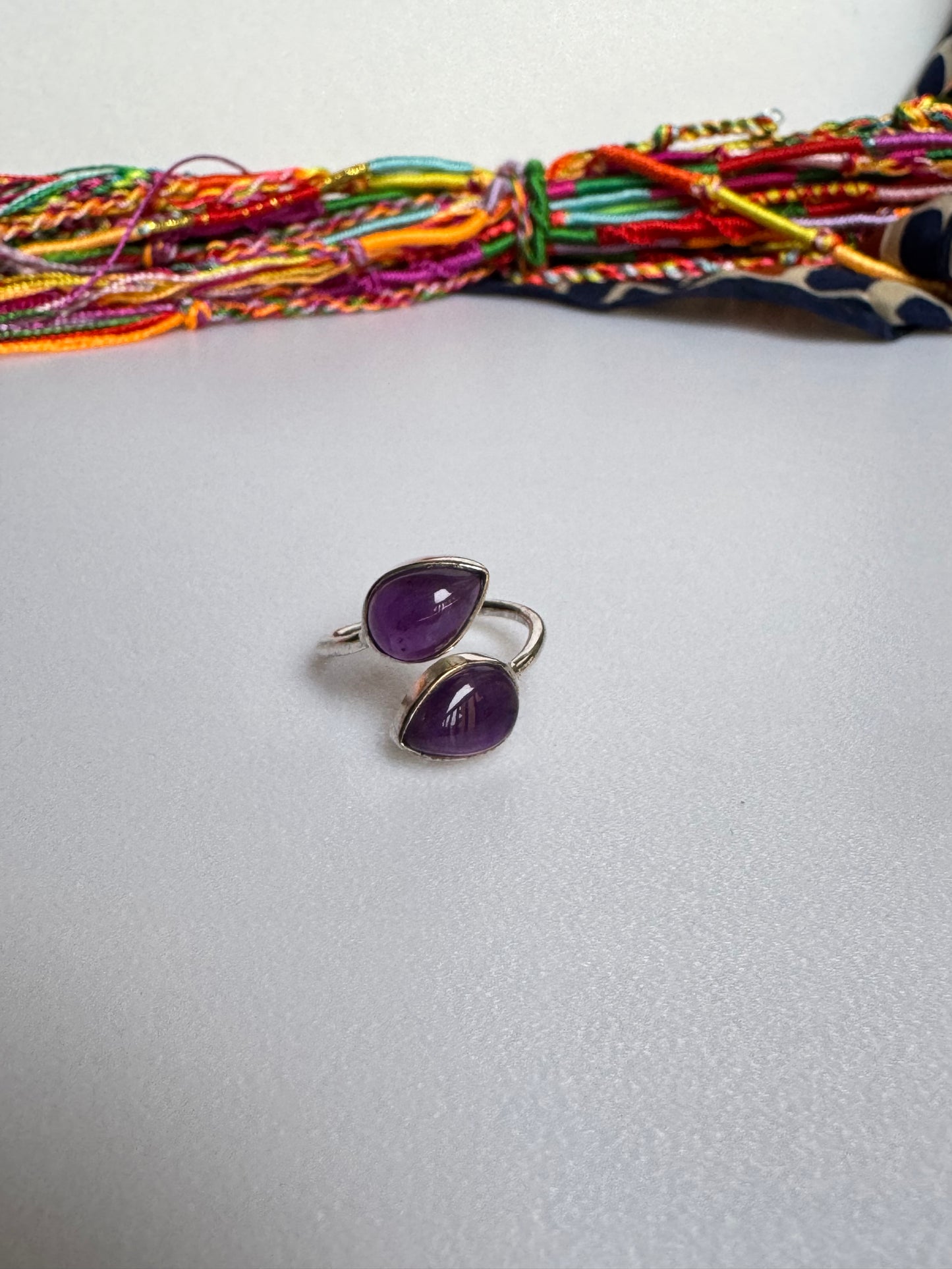 Anello argento 925 ametista regolabile  14 - 10AME