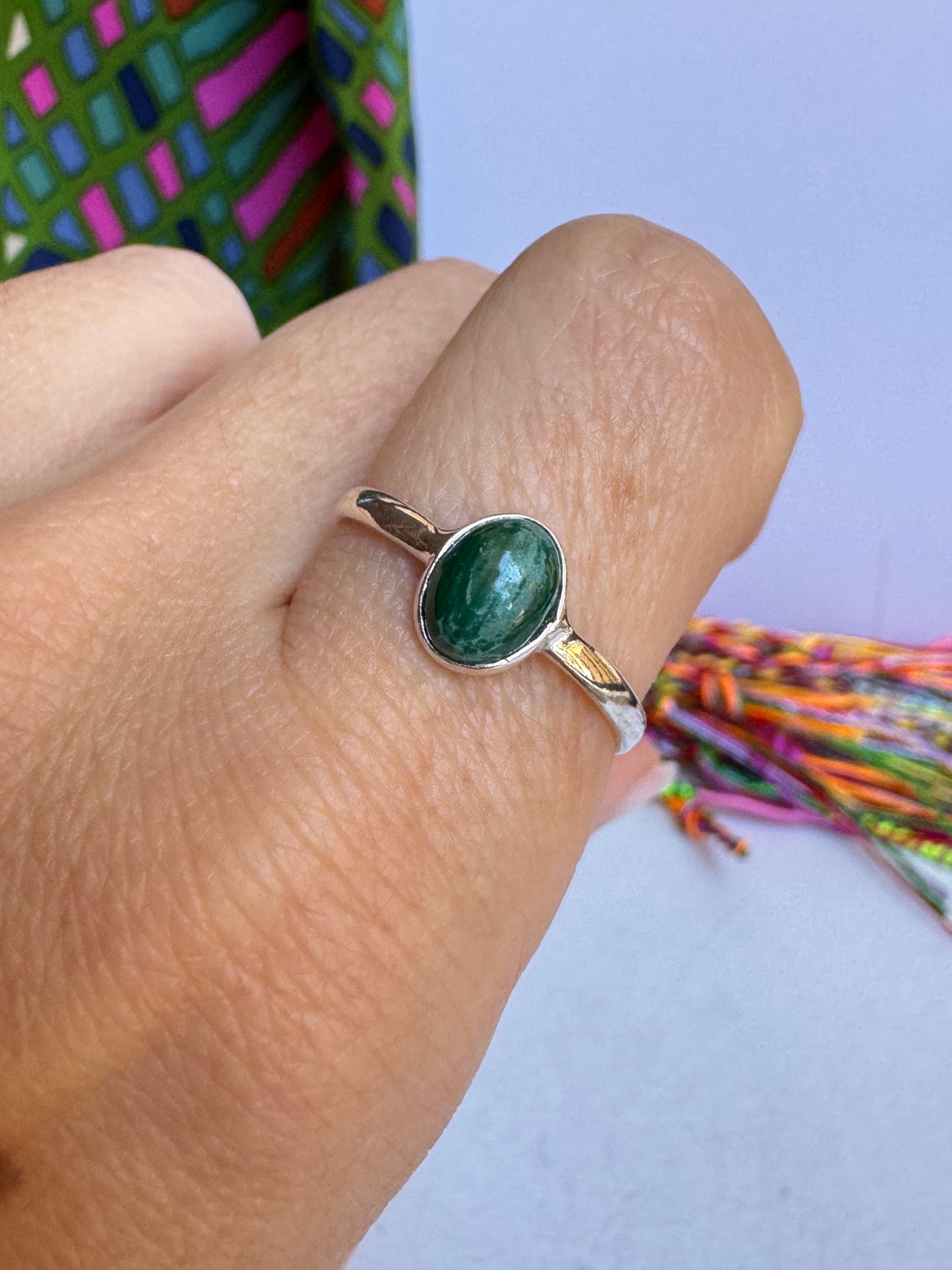 Anello argento 925 malachite misura 20 9WE difettato