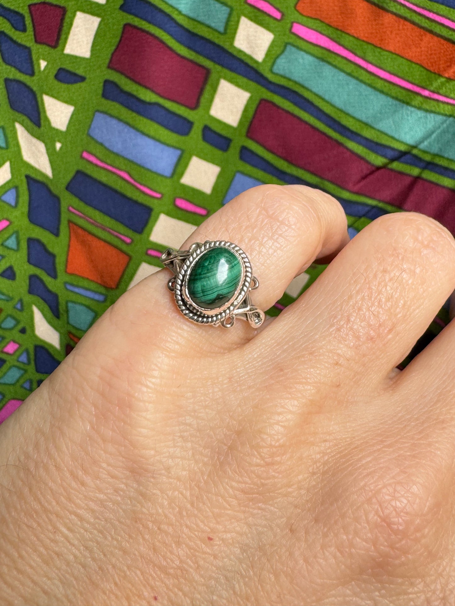 P6 malachite 925 silver ring