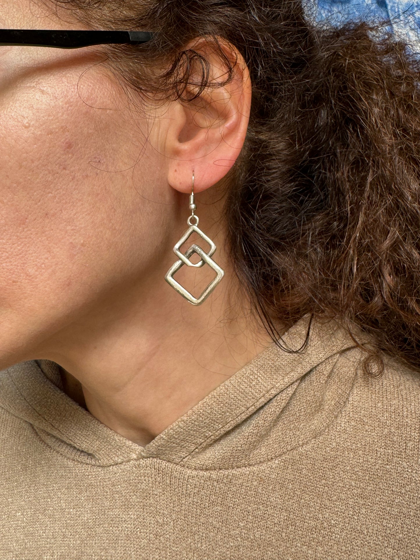 Zamak double rhombus earrings