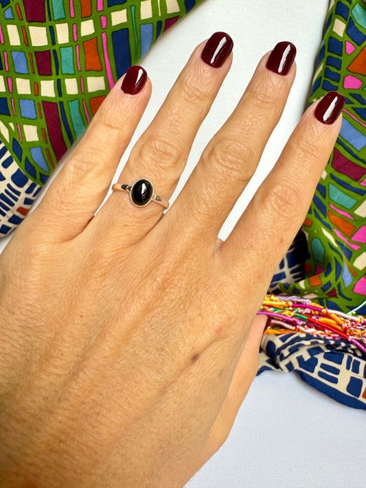 Anello argento onice nero misura 9 - 18ON