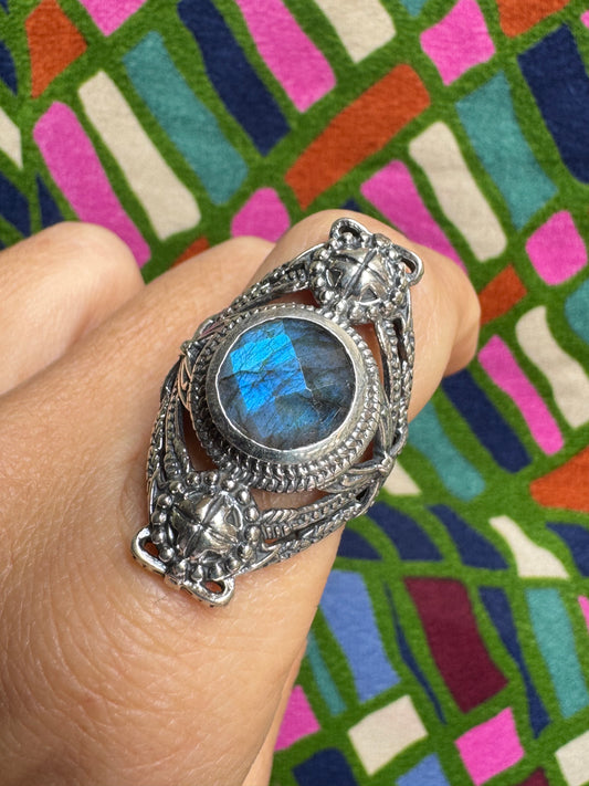 Anello argento 925 labradorite misura 17/18 - 5LA