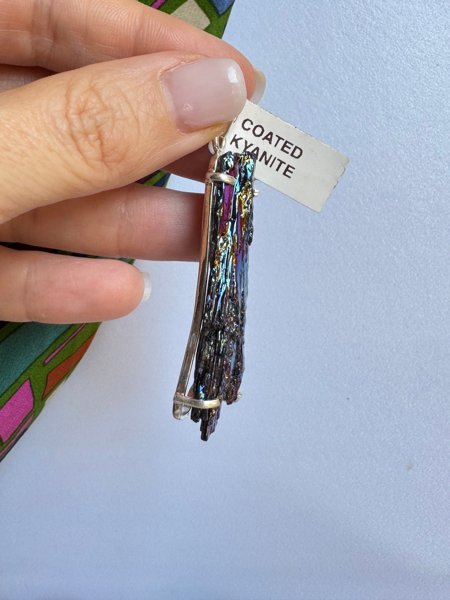 Ciondolo argento 925 kyanite arcobaleno 26K