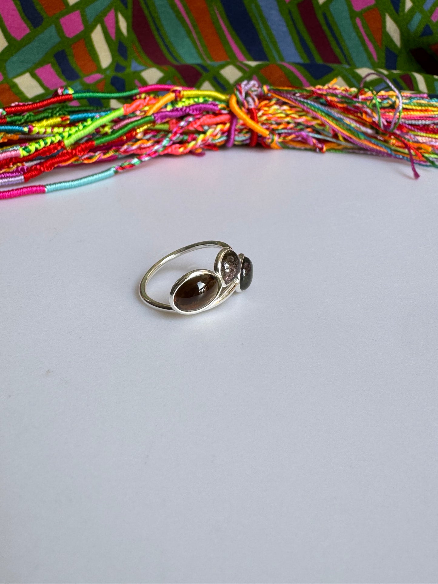 925 silver ring with adjustable tourmaline, size 17 - TA34, defective