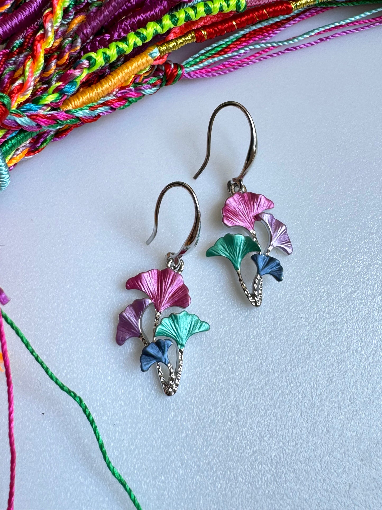 Multicolored Ginkgo Earrings 1663