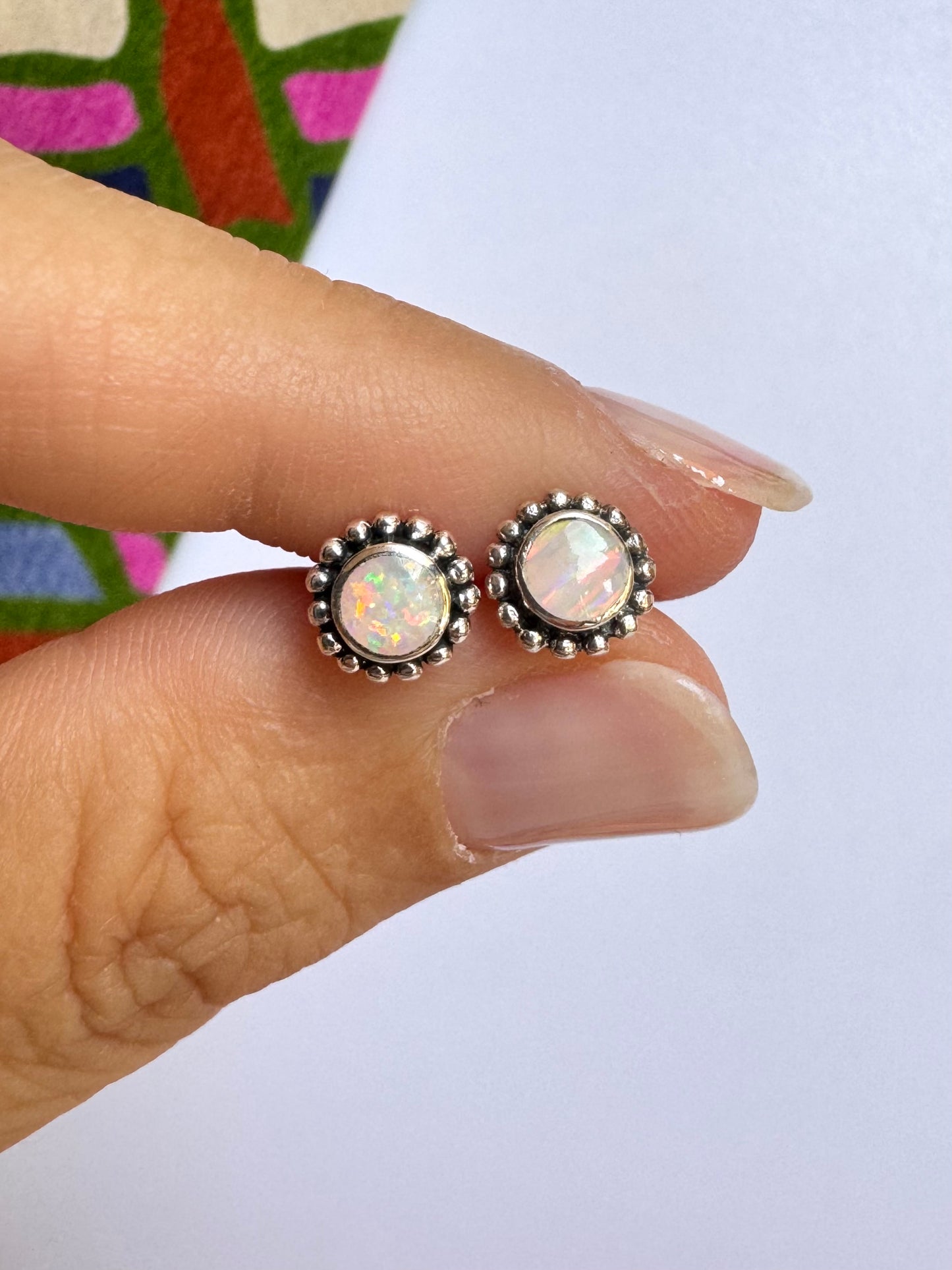 Orecchini lobo argento 925 opale bianco