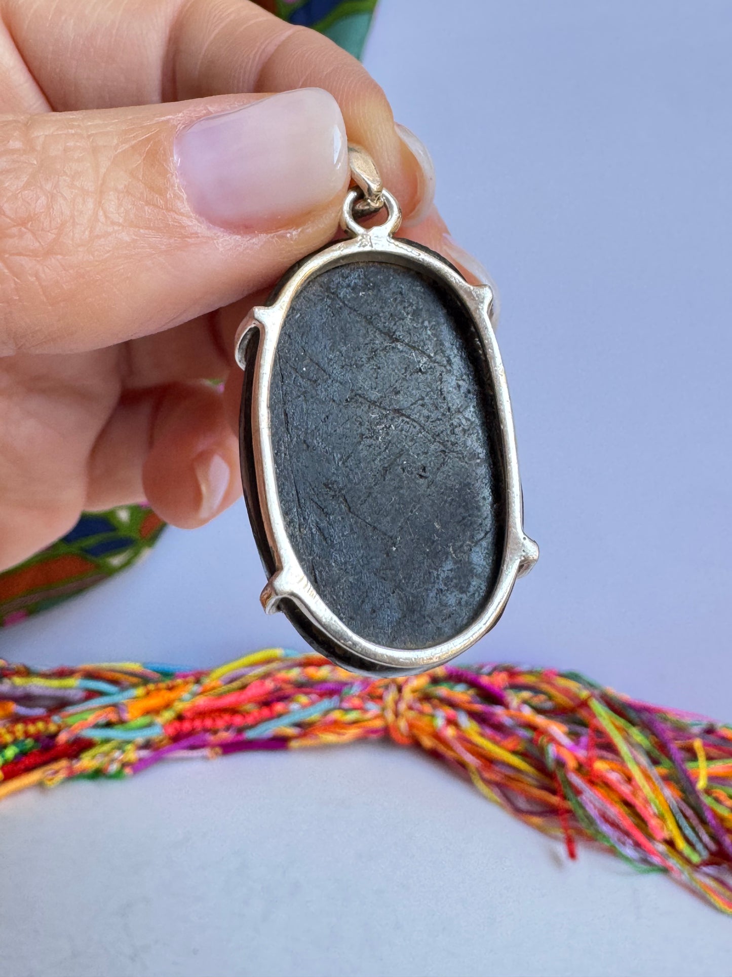 Ciondolo pendente argento 925 tormalina nera grezza 8K