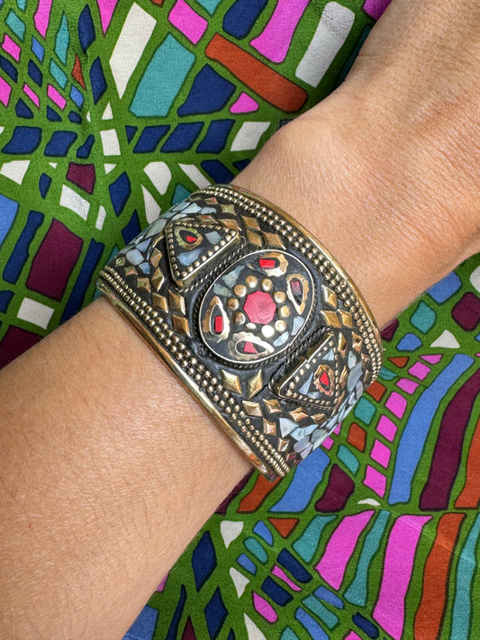 Bracciale nepalese mosaico madreperla