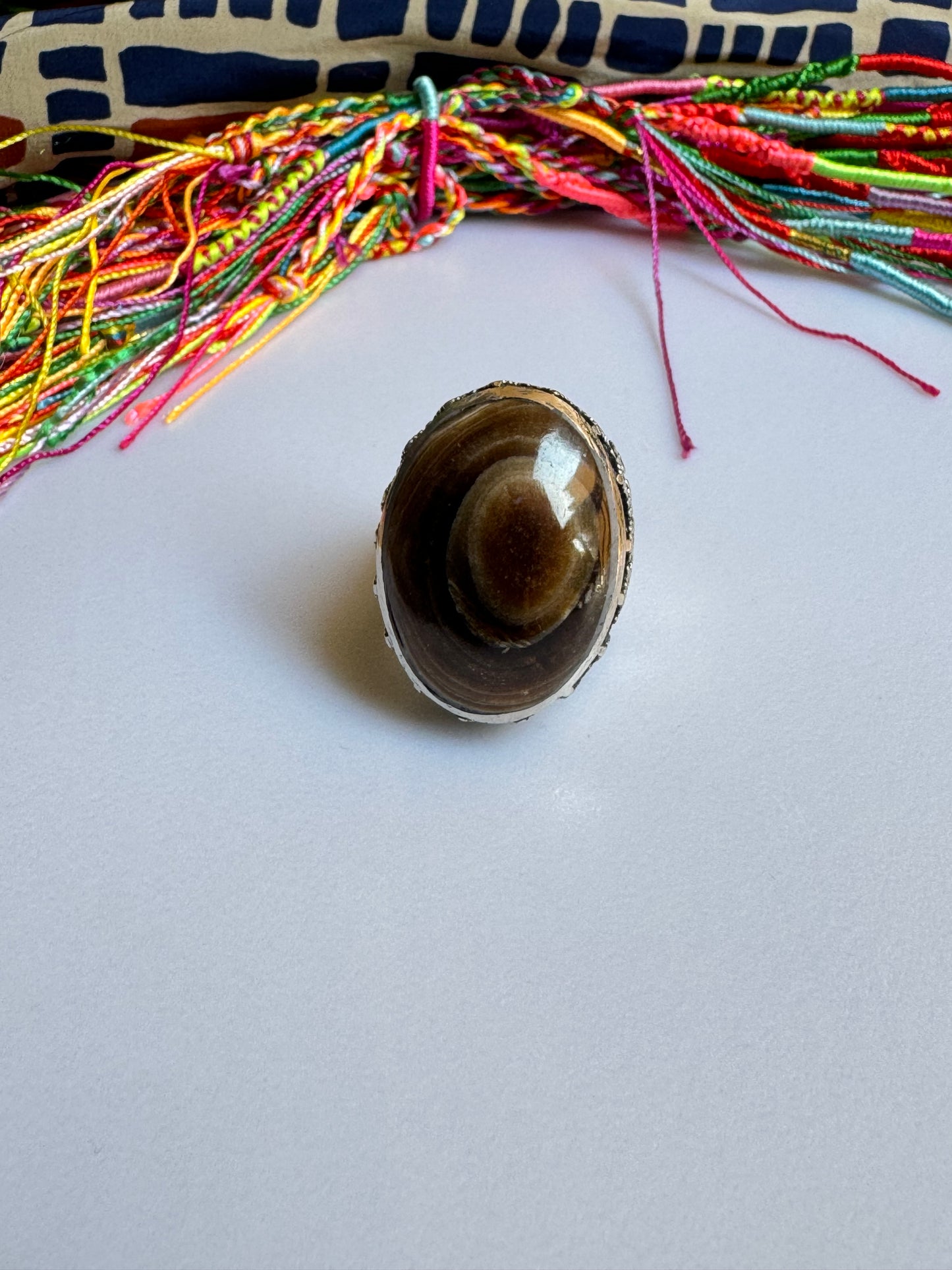 Antique vintage agate stone ring