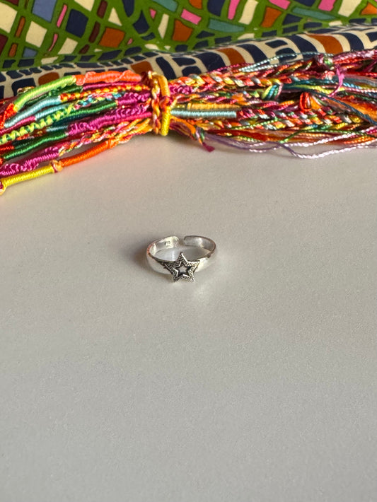 Anello argento 925 falange o piede regolabile fascia stella 3