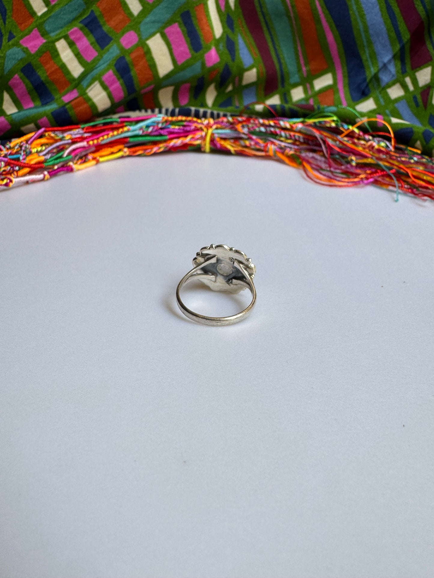 925 Silber Regenbogen Mondstein Ring Größe 16/17 - G4