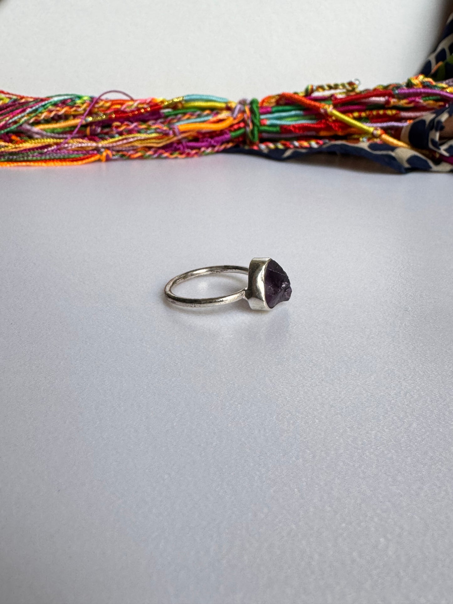 Anello argento 925 ametista grezza misura 14 - 7AME