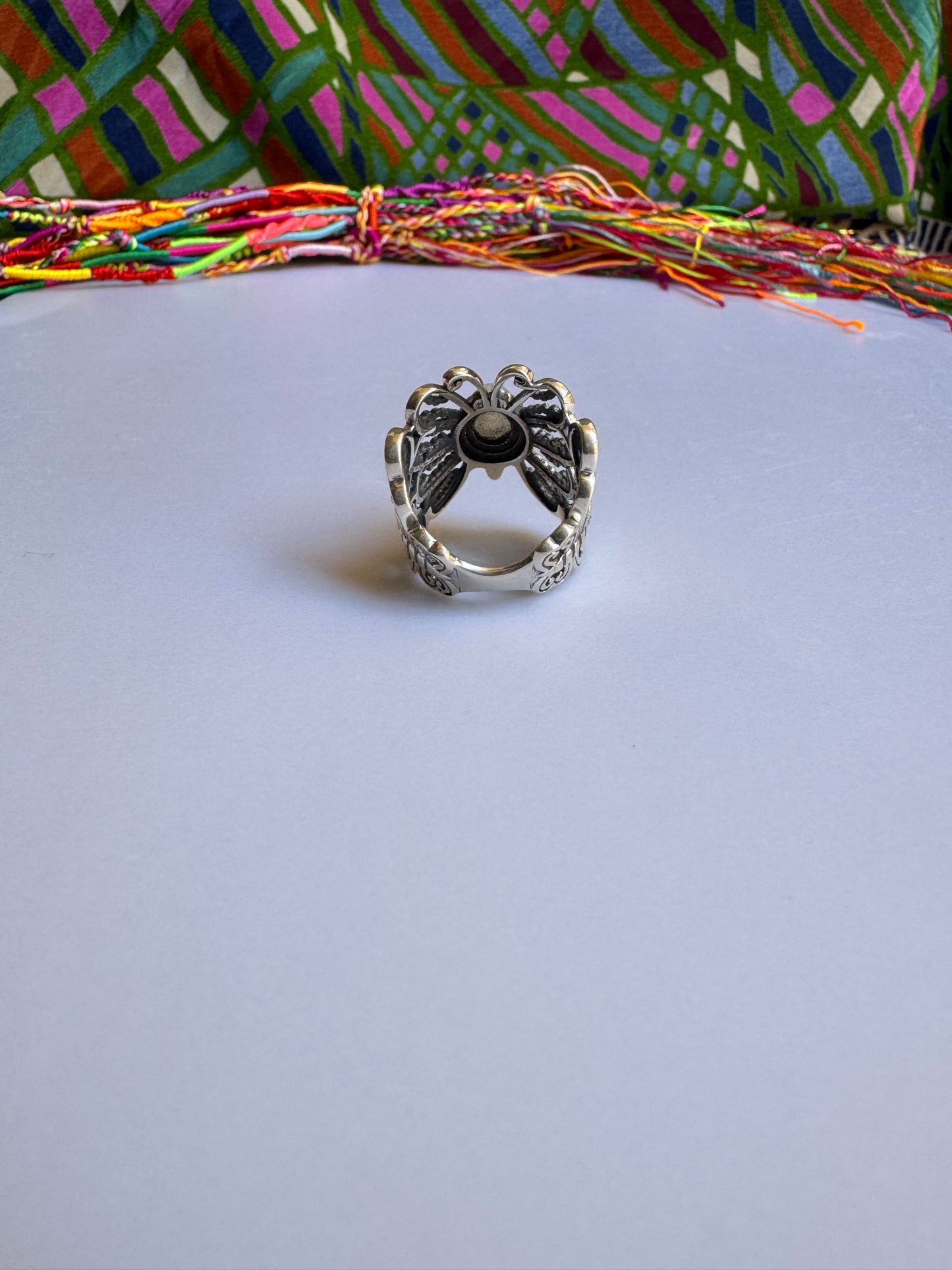 925 Silber Ring Regenbogen Mondstein Größe 14 - F79