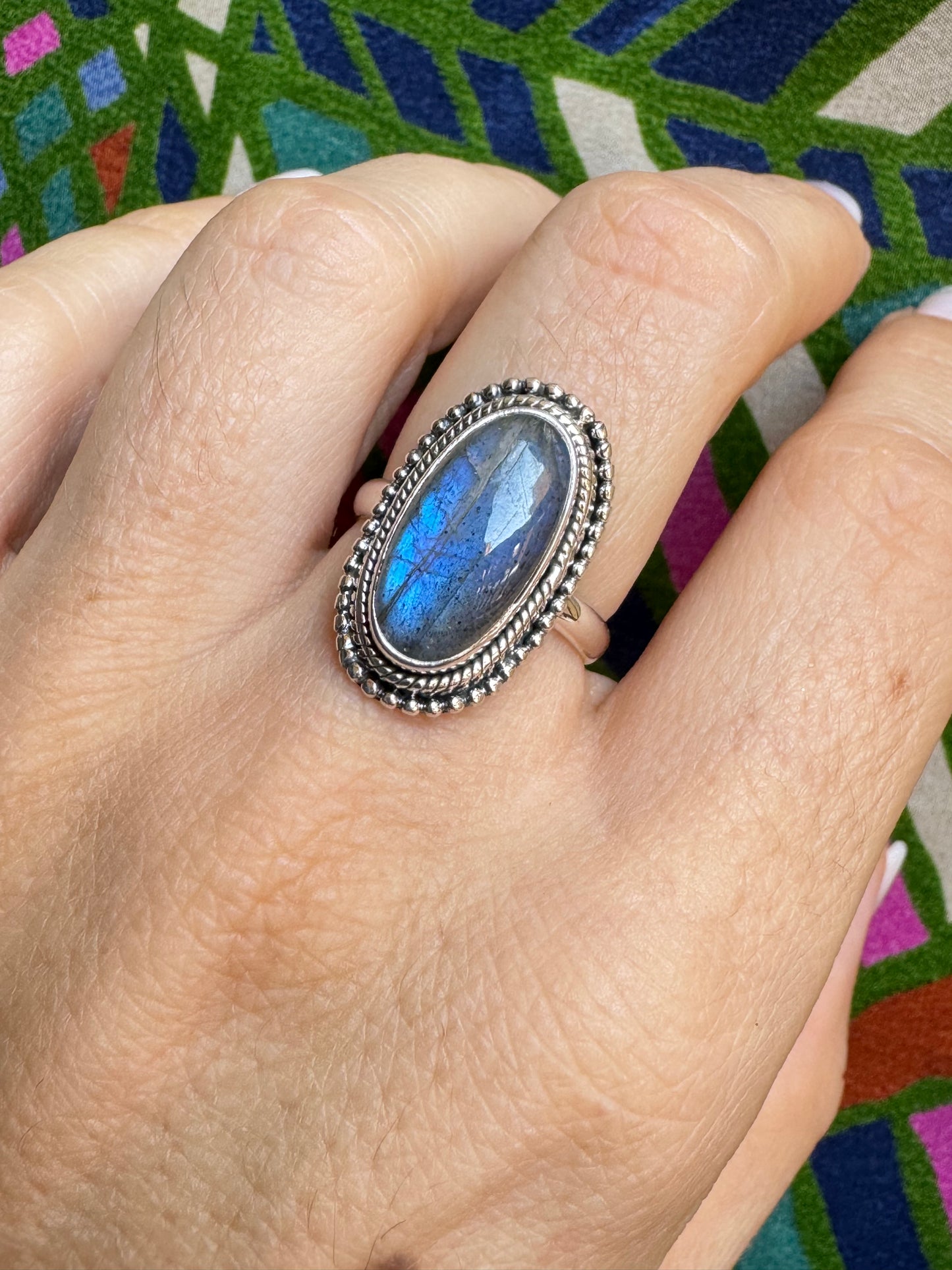 Labradorite Silver Ring T77