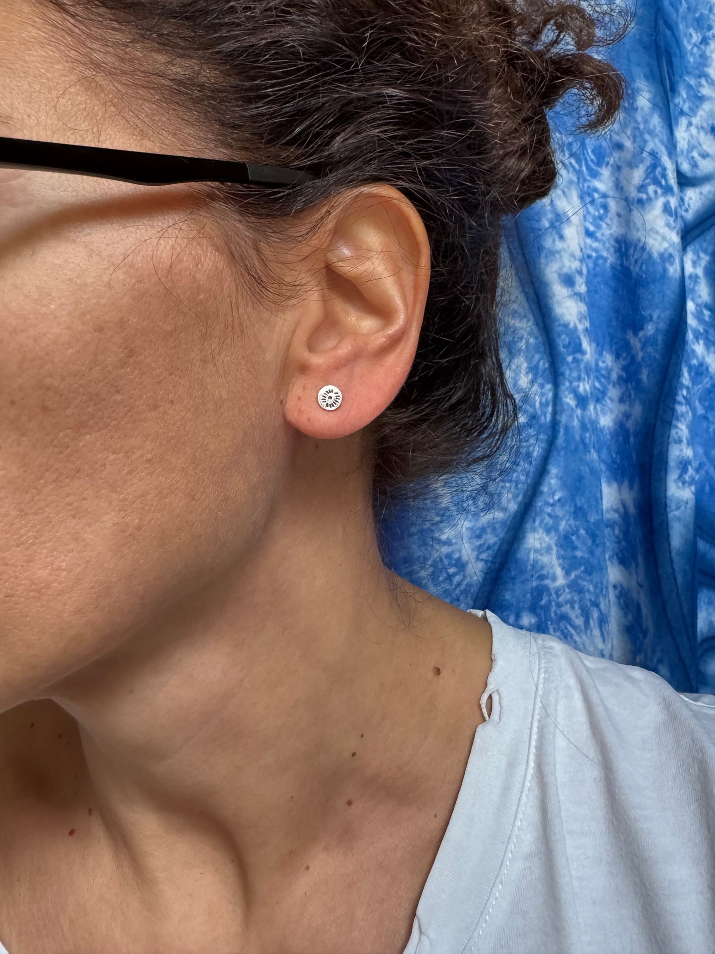 Single earring lobe 925 silver eye