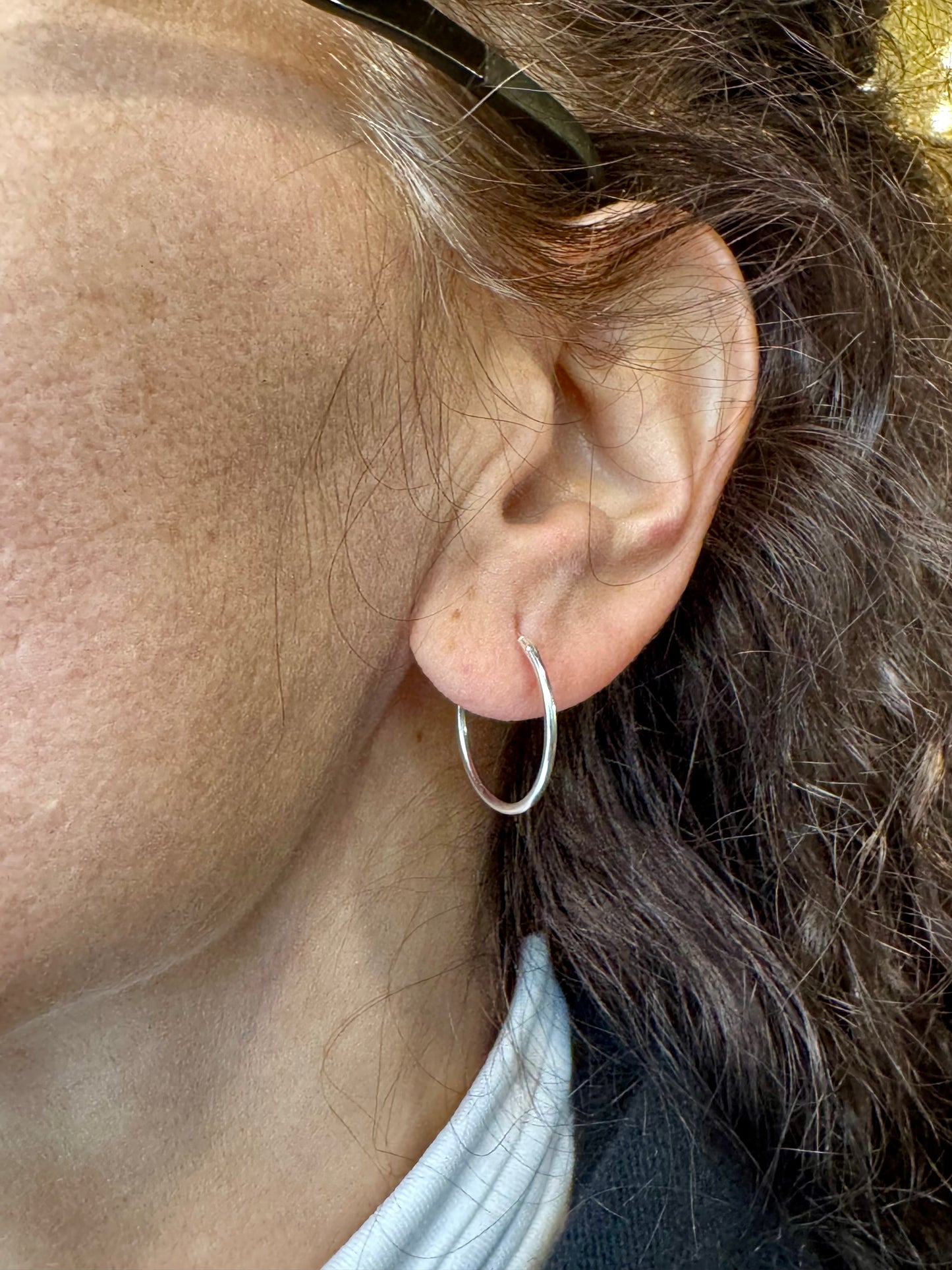 Single earring smooth circle 2cm 925 silver W19