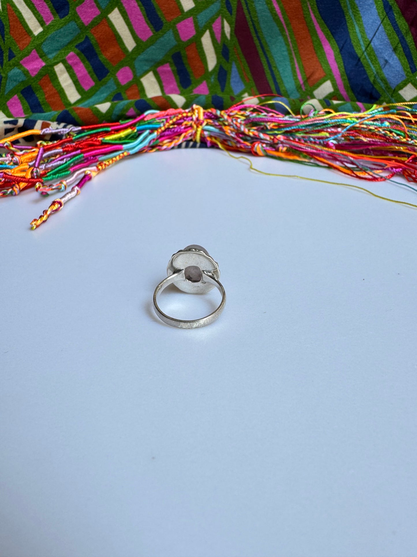 925 silver ring with rose quartz, size 12 - X63