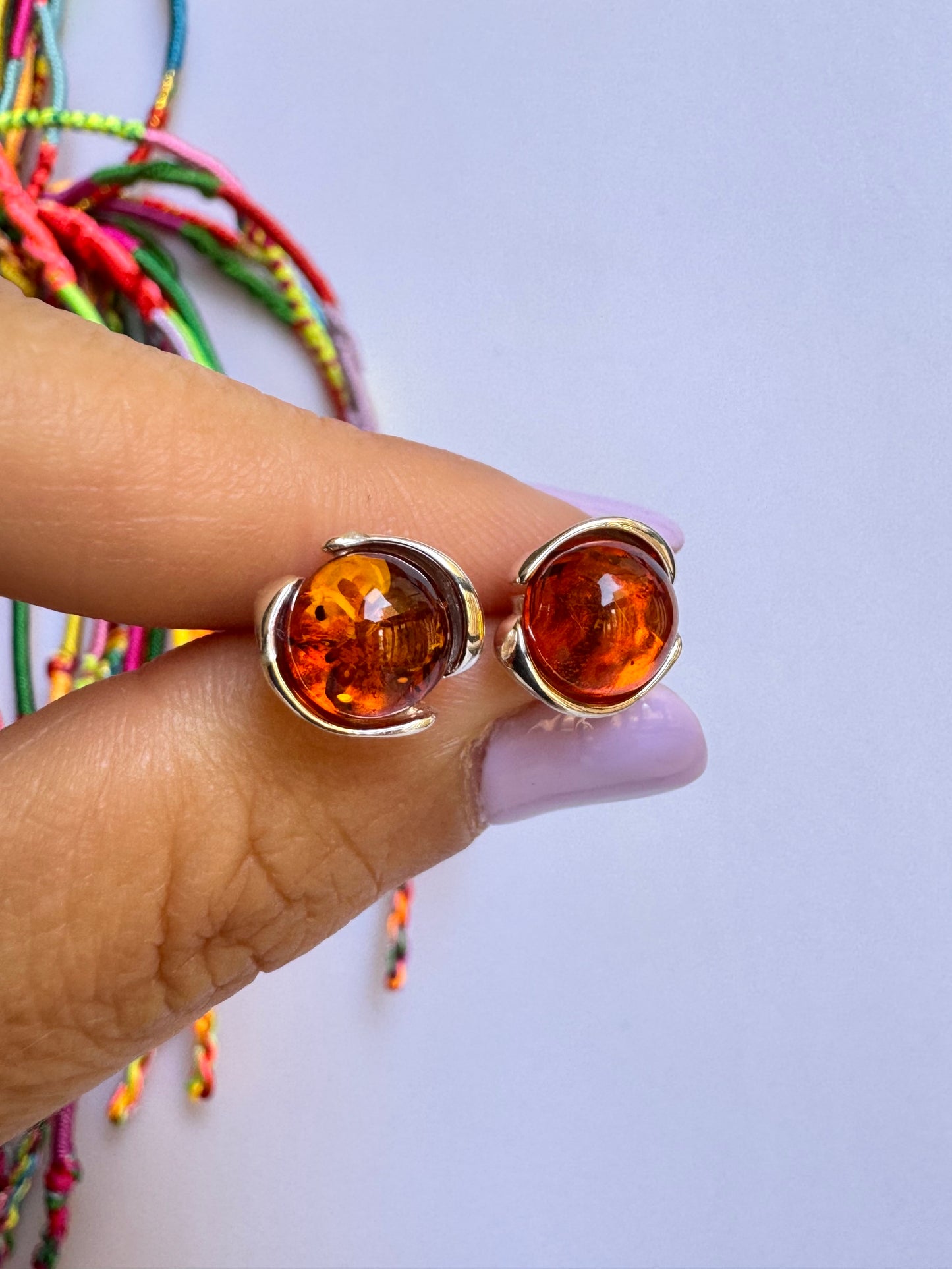 925 Silber Bernstein Ohrstecker 18AM