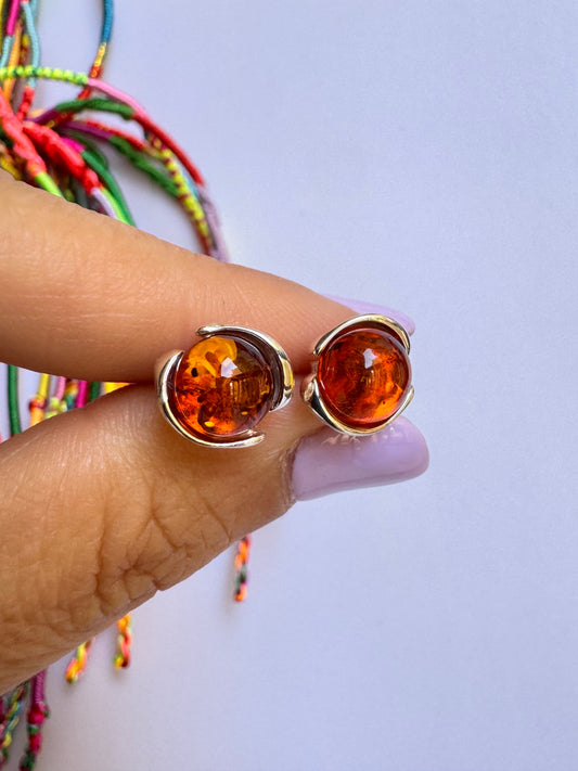 925 Silber Bernstein Ohrstecker 18AM