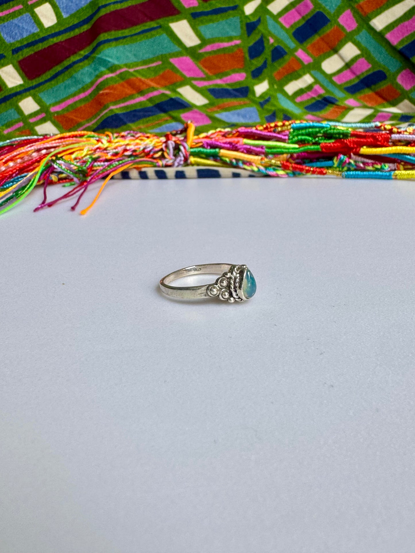 925 silver ring with white opal, size 14/15 - G31