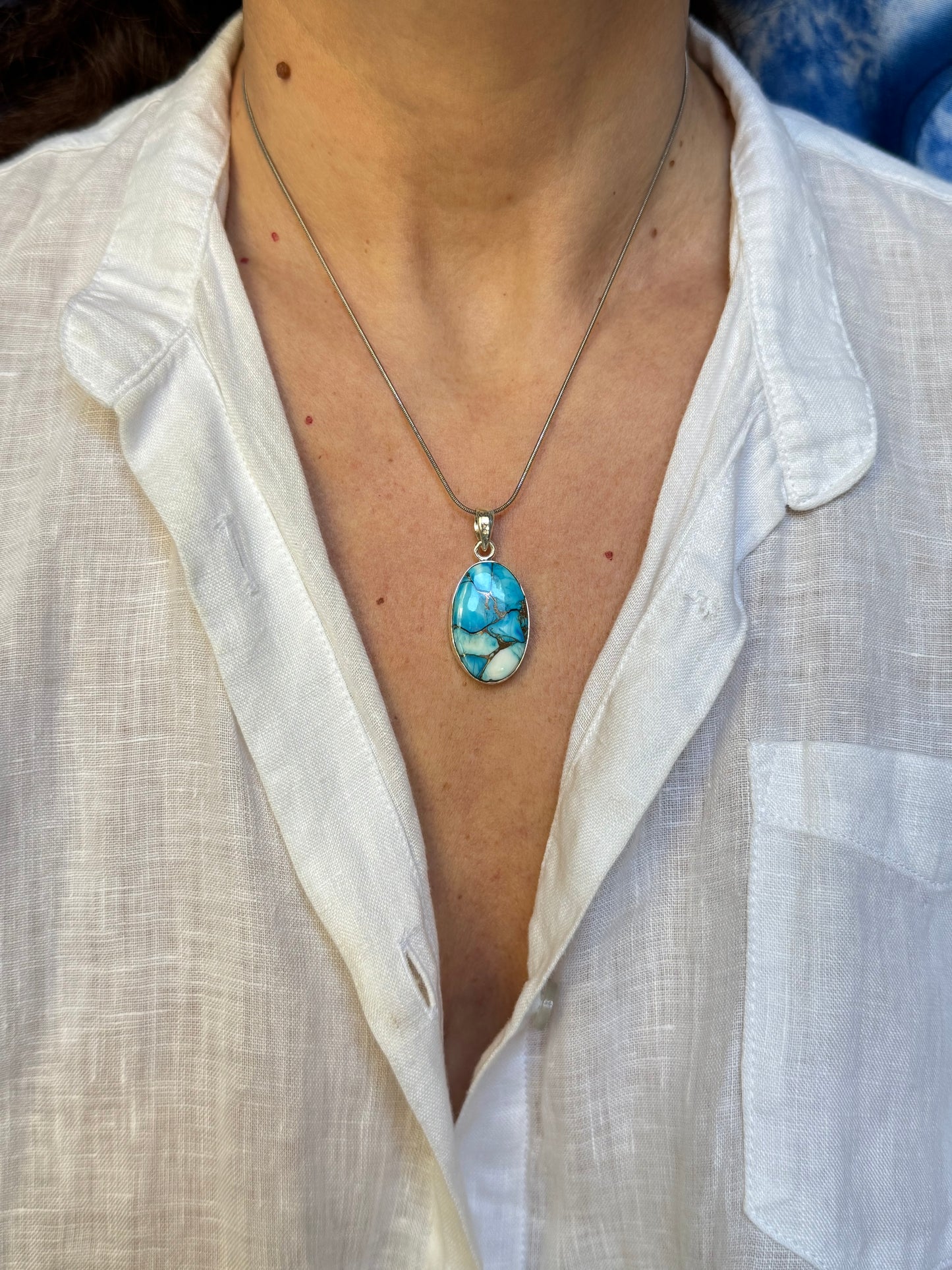 Ciondolo pendente argento 925 copper turquoise 6K