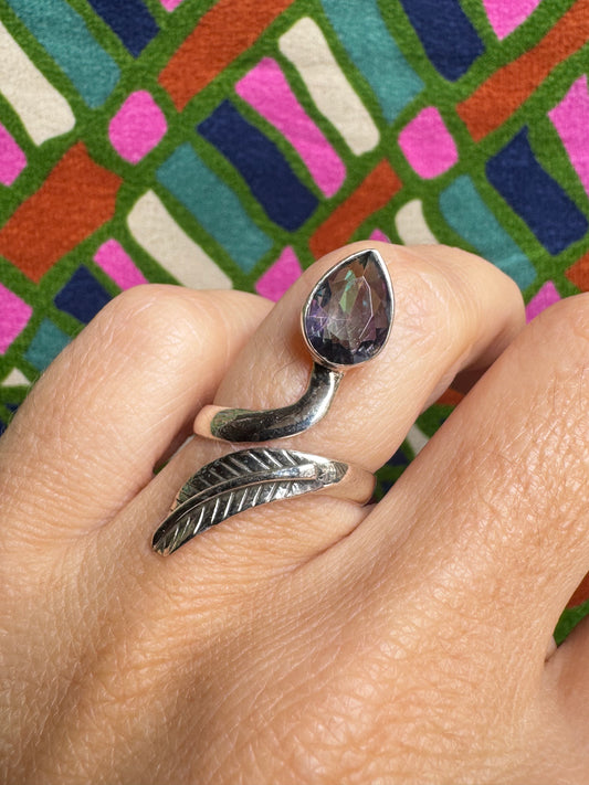 925 silver adjustable mystic stone ring 6MS