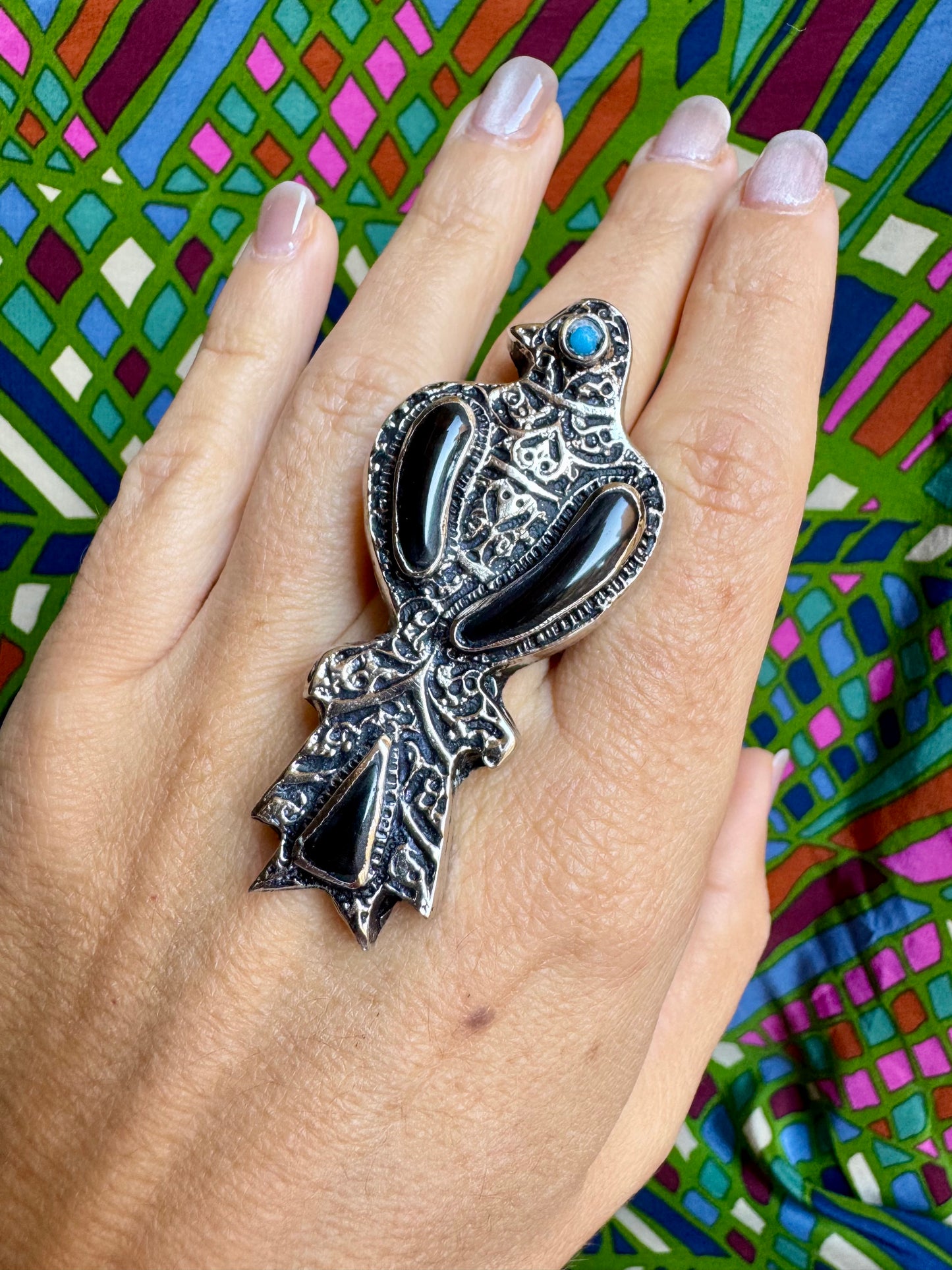 Antique vintage agate stone ring