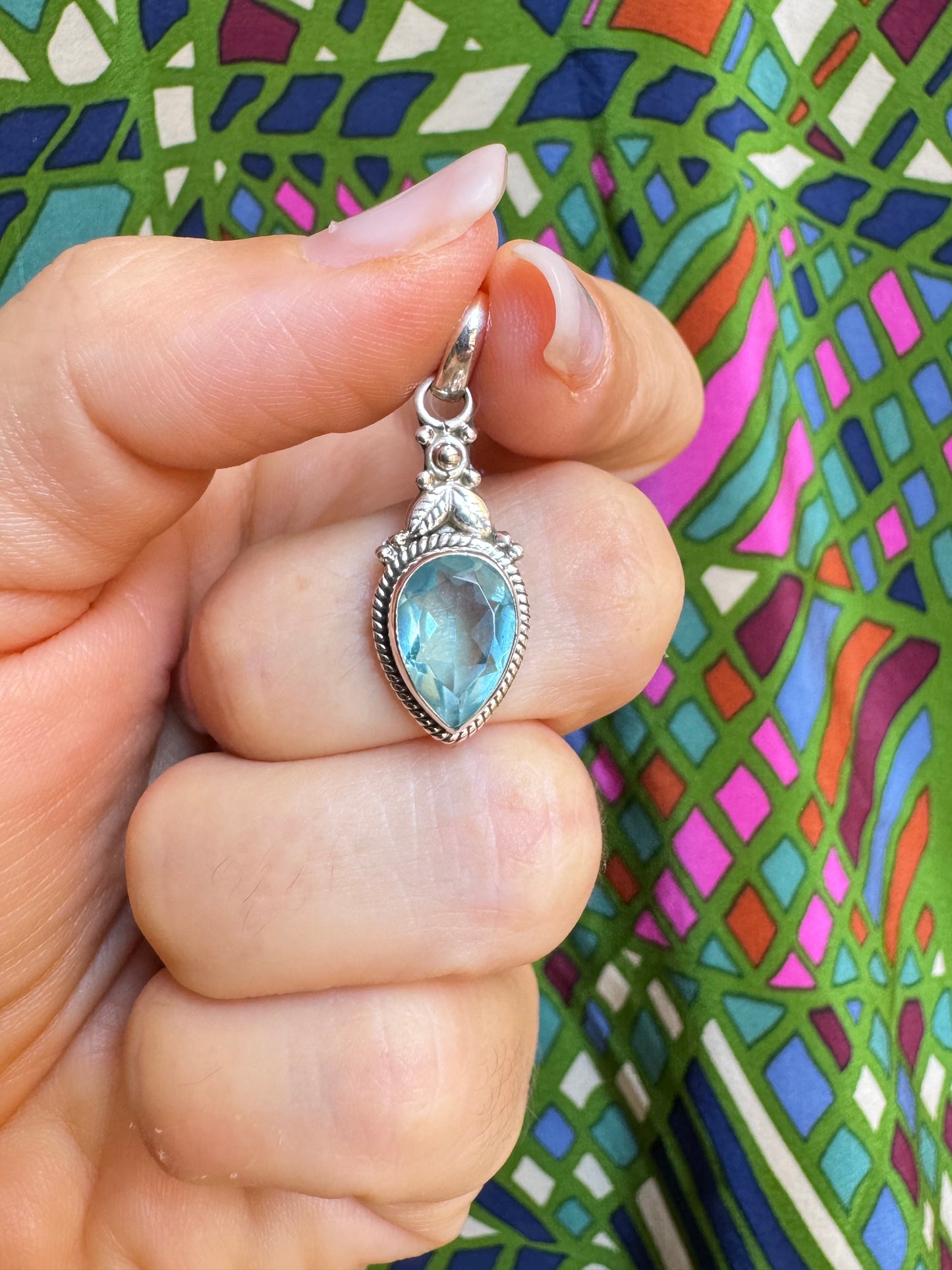 925 silver aquamarine pendant F28