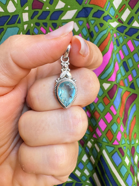 925 Silber Aquamarin Anhänger F28