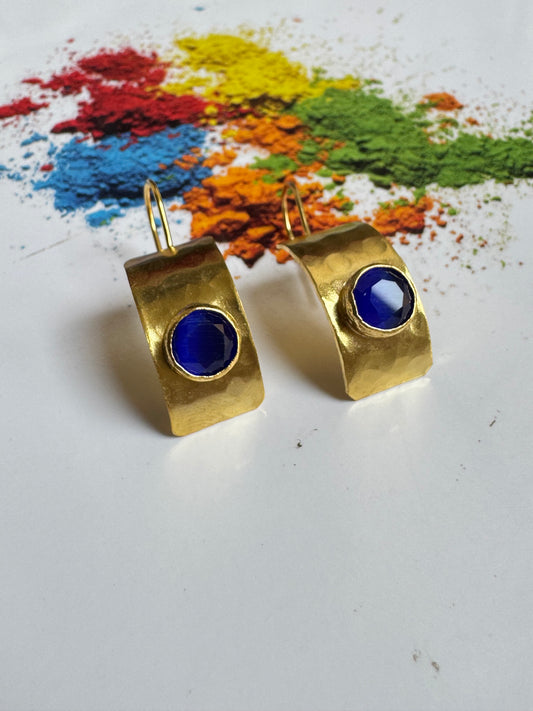 Blue shield earrings