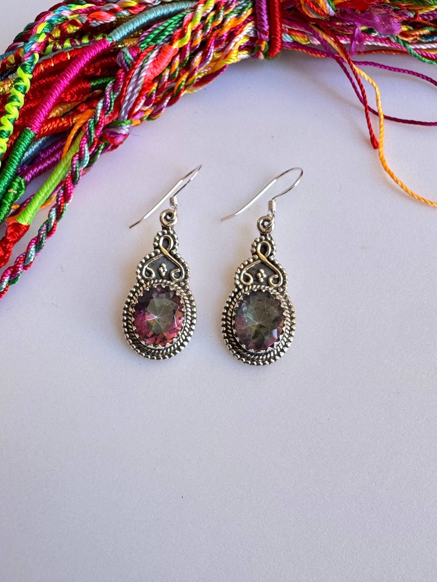 925 silver mystic stone earrings D19