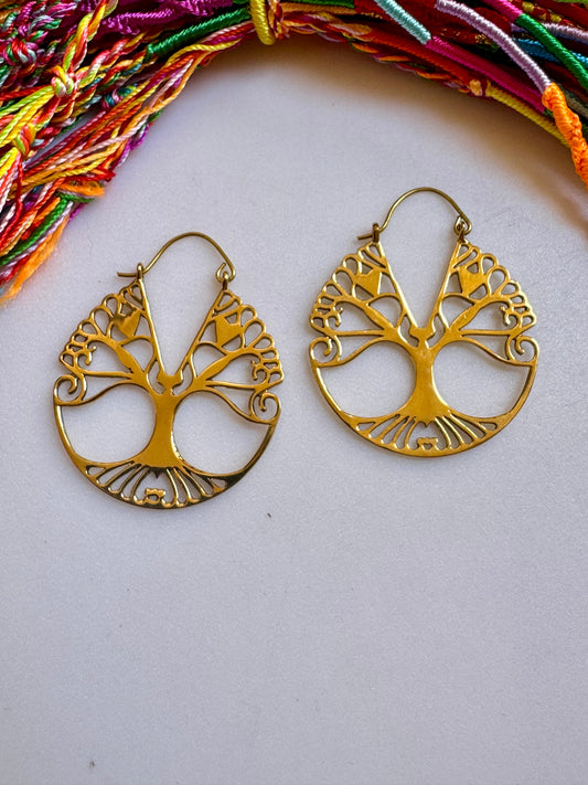 Orecchini boho dorati albero della vita