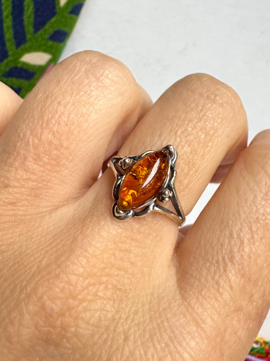 Anello argento 925 ambra misura 14 - 17AMB