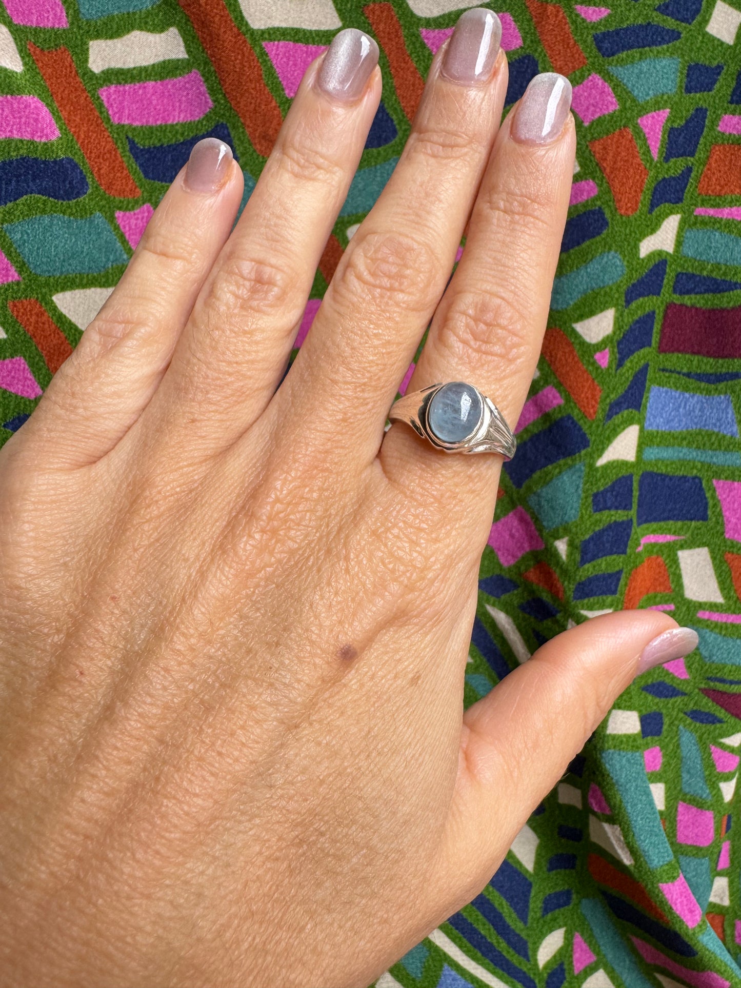 925 silver aquamarine ring size 17 - 6L