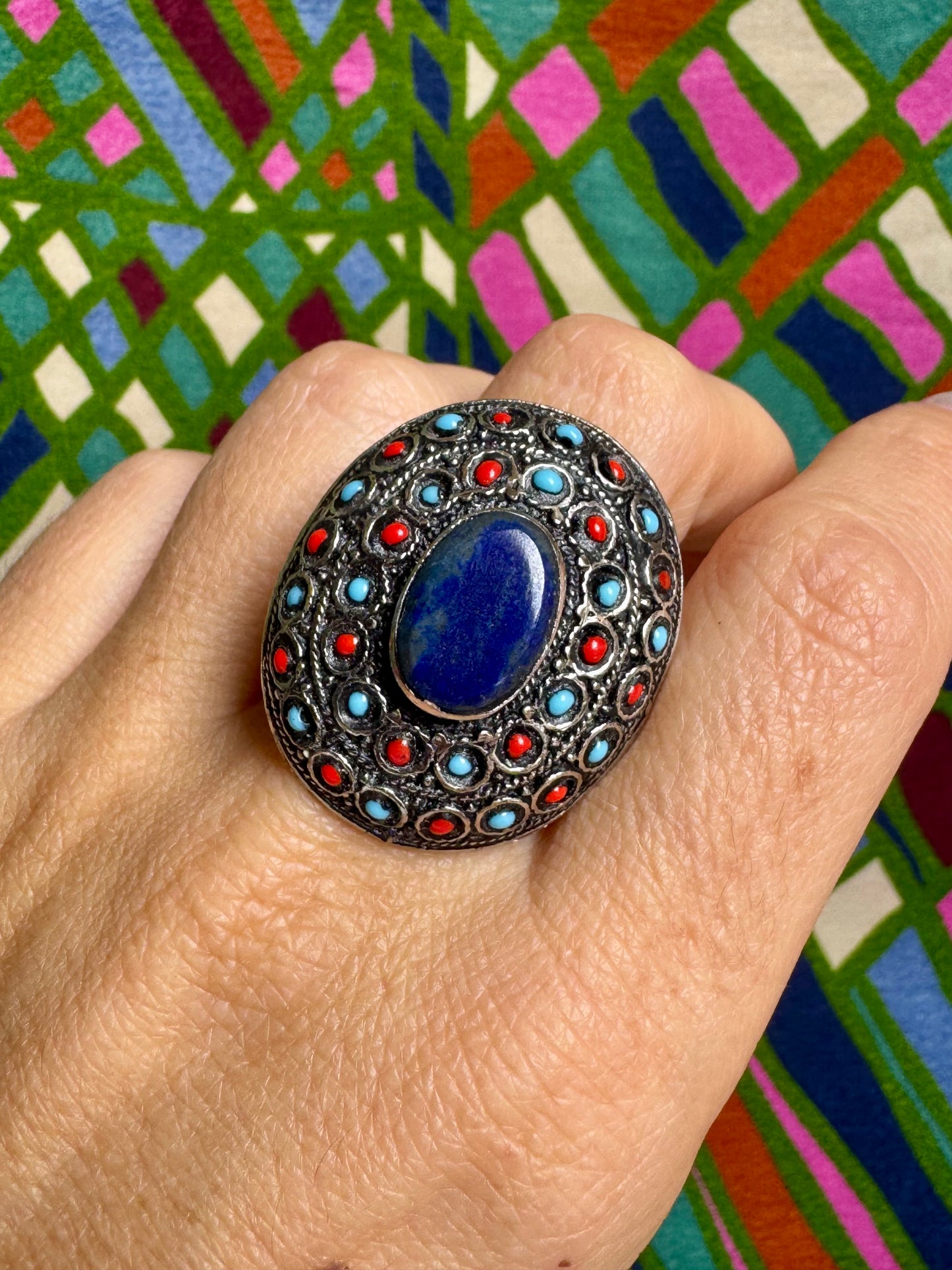 Anello antico pietra dura lapislazzuli vintage