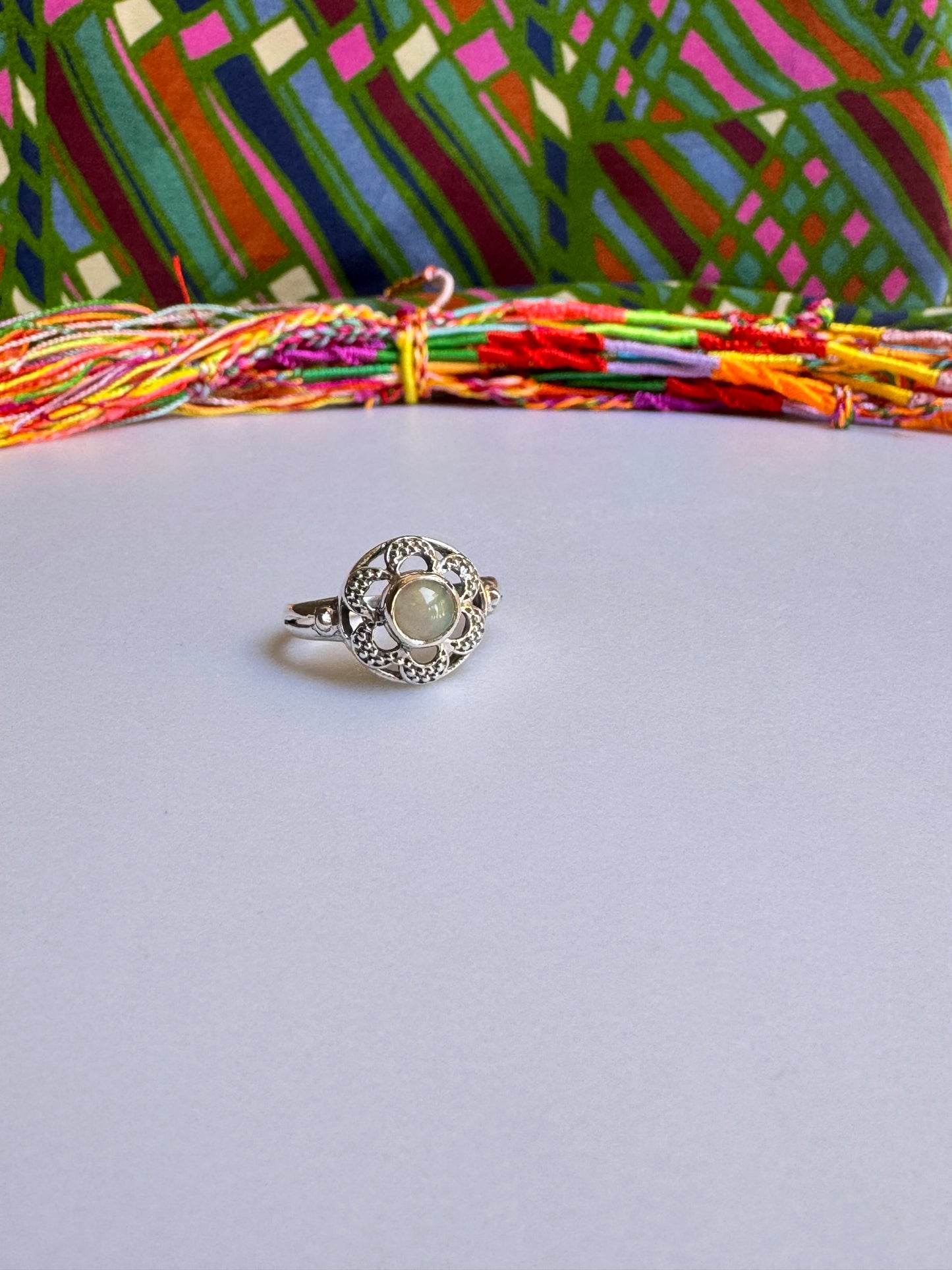 925 Silberring mit weißem Opal X10