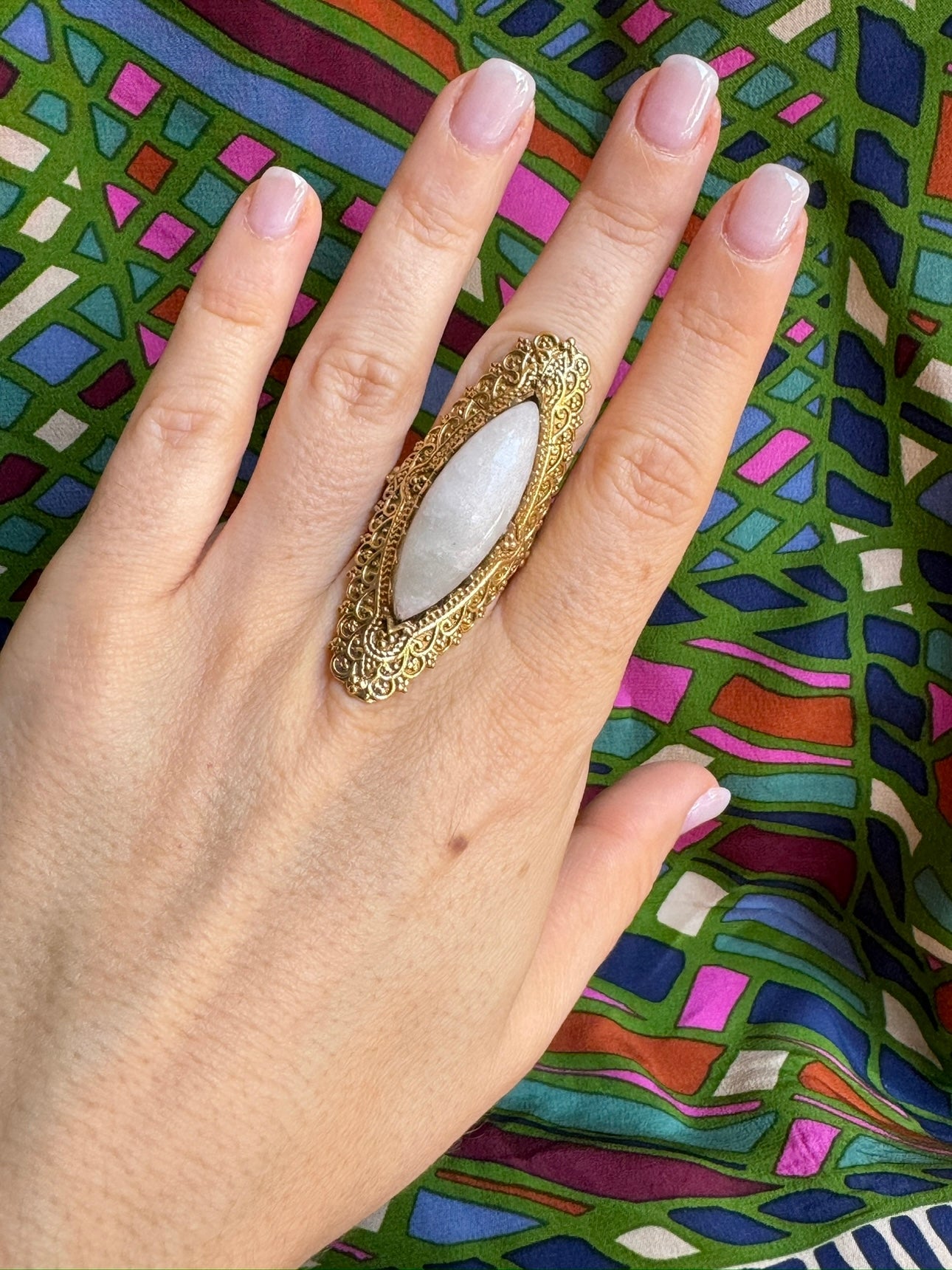 Golden moonstone boho ring