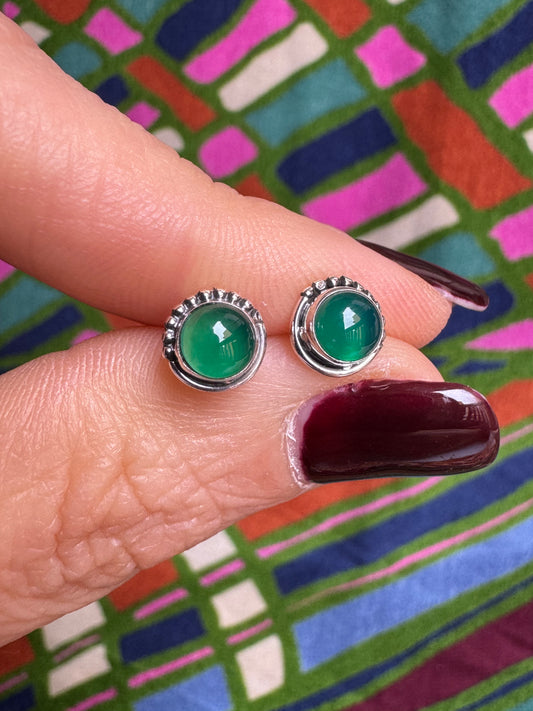 Orecchini mini argento925 onice verde